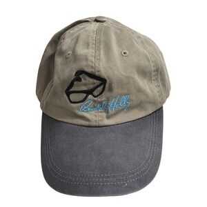 Falcon Buddy Holly Center Baseball Cap Mens OSFM Khaki Grey Leather Strapback